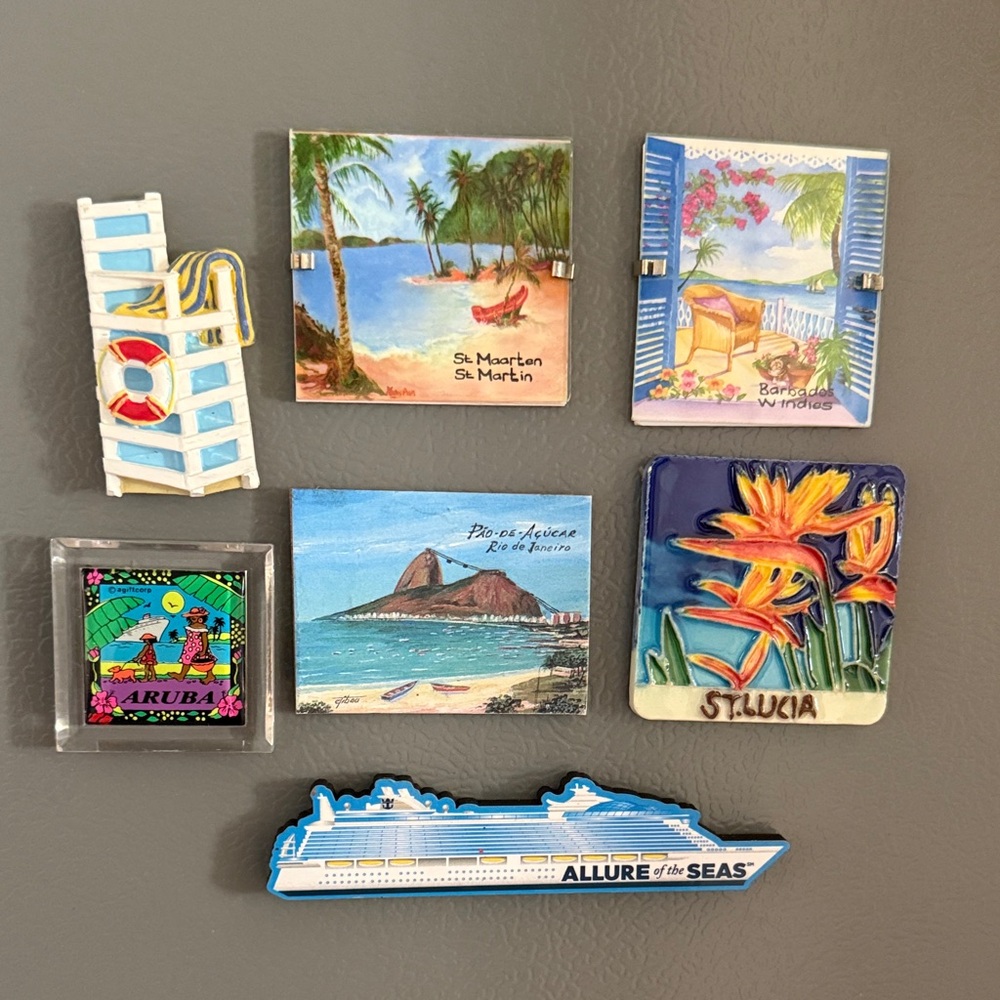 Lot of 7 Travel Souvenir Magnets – Caribbean Cruise Destinations